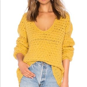Free People Crashing Waves Mustard Sweater